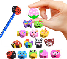 35PCS Fruit Animal Pencil Top Erasers Bulk for Kids,Fun Eraser Caps Cute Topper
