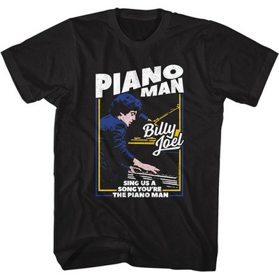 Billy Joel The Piano Man T-Shirt Kurzarm Herren Crew Neck Schwarz Baumwolle