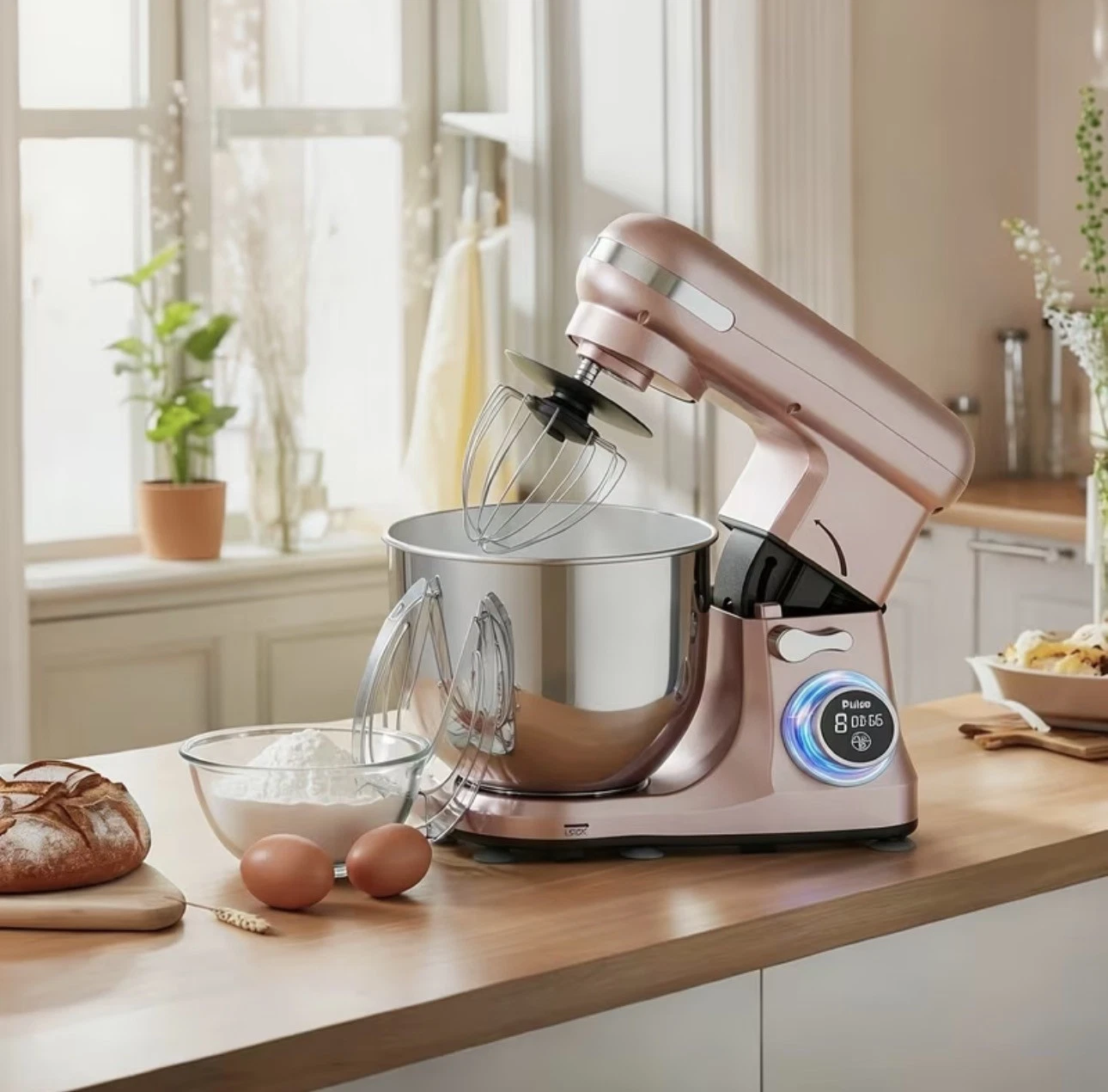 Digital Display 1400W 6.5L 8+P Speed Planetary Stand Mixer w/Dough Hook & Whisk
Opens in a new windo