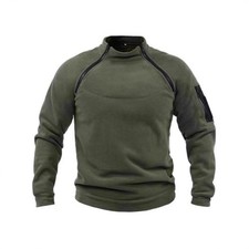 Men's Brushed Hoody Stand Collar Outdoor Keep Warm Tactical Polar Fleece Top///