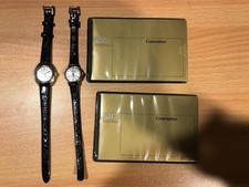 IWC Schaffhausen Antique Pair Wristwatches Two Guarantee Cards Silver SS Case