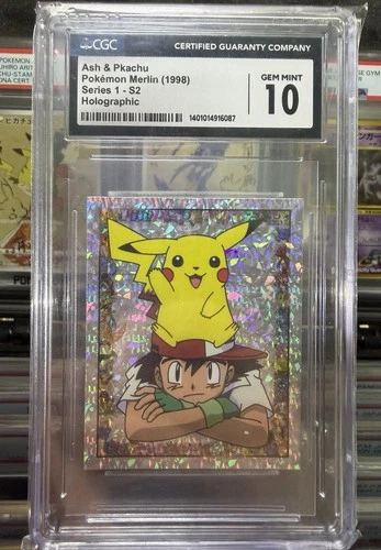 Ash & Pikachu Pokemon Merlin (1998) Series 1-S2 Holographic CGC 10 Rare Vintage