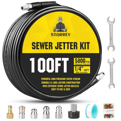 #ad Pressure Washer Drain Jetter – Sewer Jetter Kit for Pressure Washer 100ft 1 4... $91.20