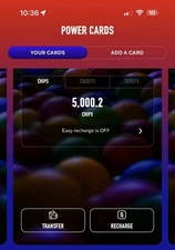 Dave and Buster's Power Card with 5,000 Chips *** NO EXPIRATION  $600 Value