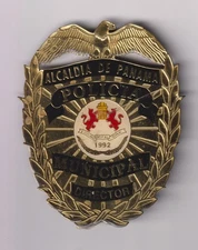 Municipal Police Badge for Panama city, Director level, shop made 1992