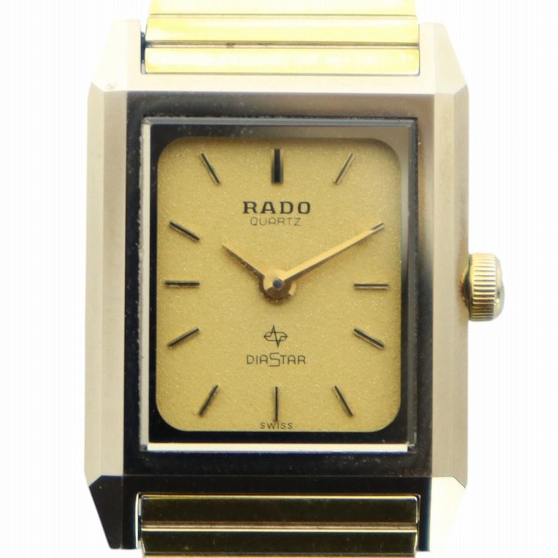Y0719 Rado Diastar Quartz Square Logo Gold Watch 133.9505.3 Gy18 Mq Used