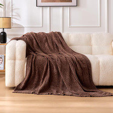 Chunky Chenille Knit Throw Blanket for Couch, Bed and Sofa, Soft and Warm Lightw