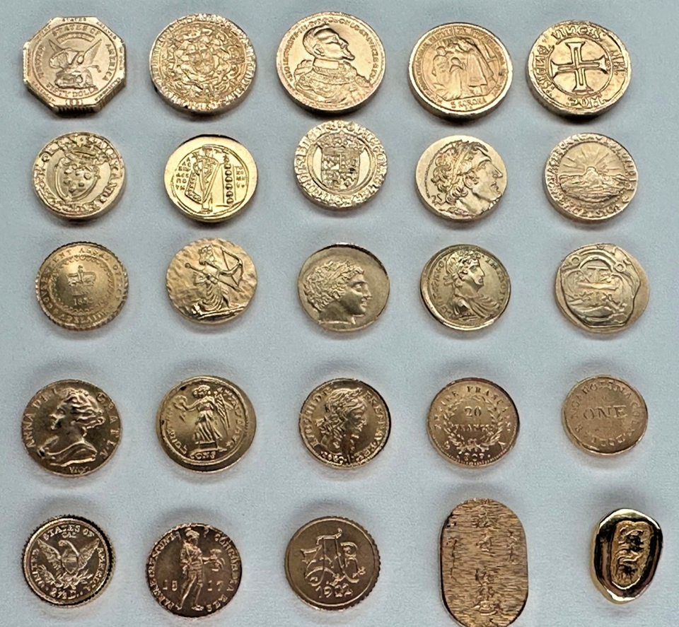 Set 50 Diff Solid 14K Gold World Mini Coins Franklin Mint 1981 25 ...