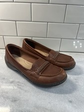 Clarks Collection Women's Soft Cushion Brown Slip On Shoes 8 M Loafers