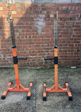 OLYMPRO Adjustable Squat Rack Stands Pair for Bench Press Orange/Black