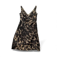 Prada Cheetah Print Sleeveless V-Neck Dress Women’s IT 40 – Knee Length, Back Zi