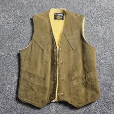 VTG Sears Western Outdoor Vest Small Suede Sherpa Lined Hippie Cowboy Ranch