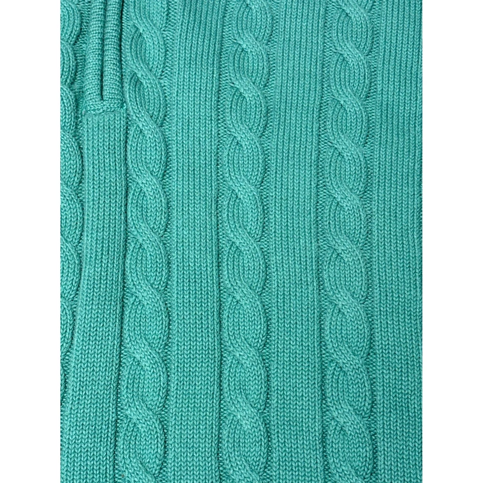 Vineyard Vines Mens Quarter Zip Cable Knit Sweater Green Cotton Blend Size L - Image 2 of 4