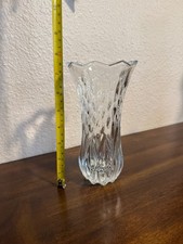 Decorative Crystal Vase Clear Glass Flower Vase 7 1/2 inch Cut Pattern Design