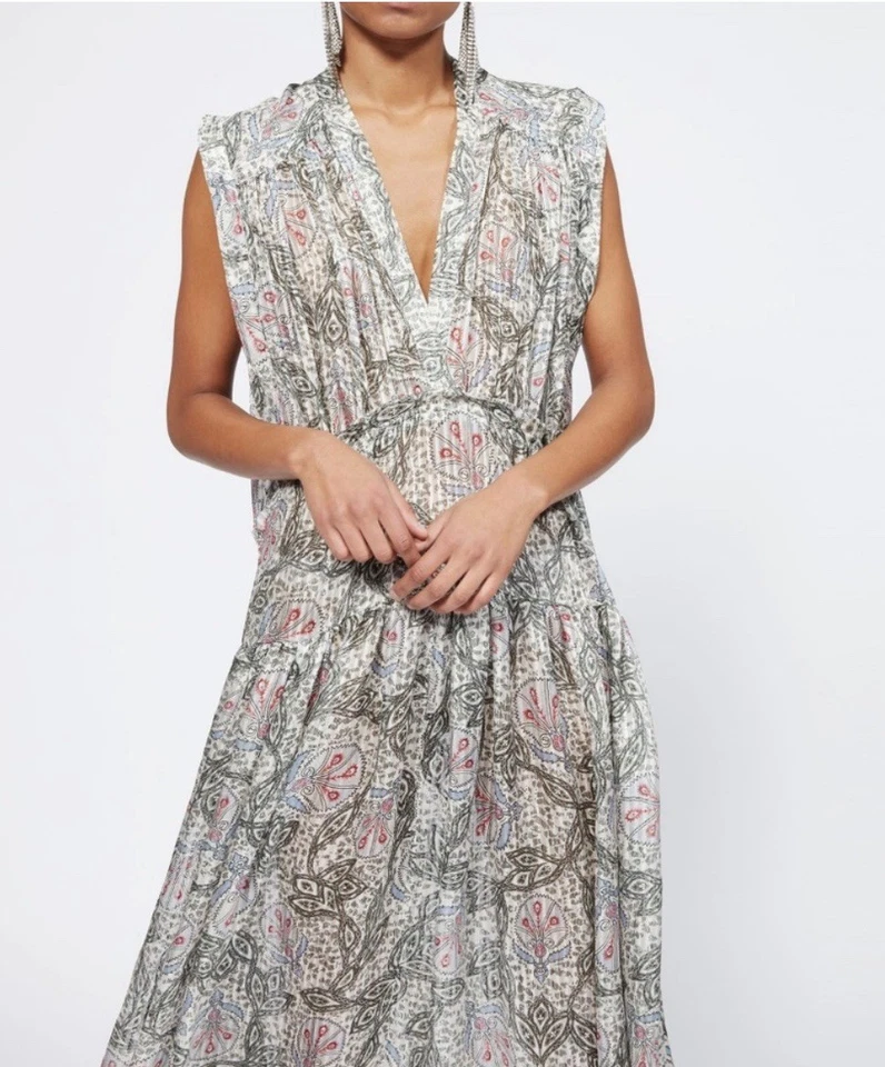 Maxi Vestido Isabel Marant Cachemira Talla 38 100% Seda Foto 4 de 4