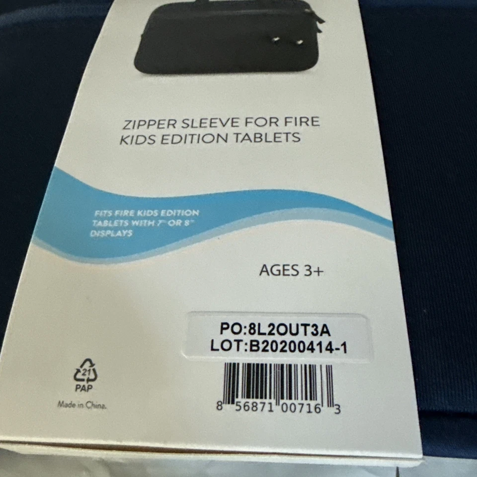 NuPro Zipper Sleeve Tote for Fire Kids Edition Tablets Blue 7" or 8" Displays - Image 2 of 4