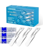 Surgical Grade Blades #10 round 50Pcs Sterile Scalpel Blades Individually Wra...
