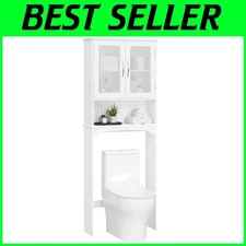 Over The Toilet Cabinet, White Storage with Adjustable Shelf