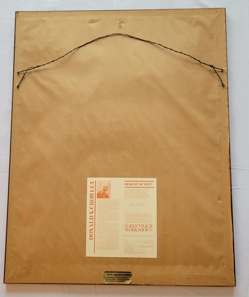 Estampado grande firmado por Donald Crowley desierto puesta de sol nativo americano enmarcado y mate Foto 3 de 4