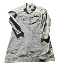 J Crew denim shirt dress Women sz SMALL Chambray Cotton Tunic Roll Tab Sleeves