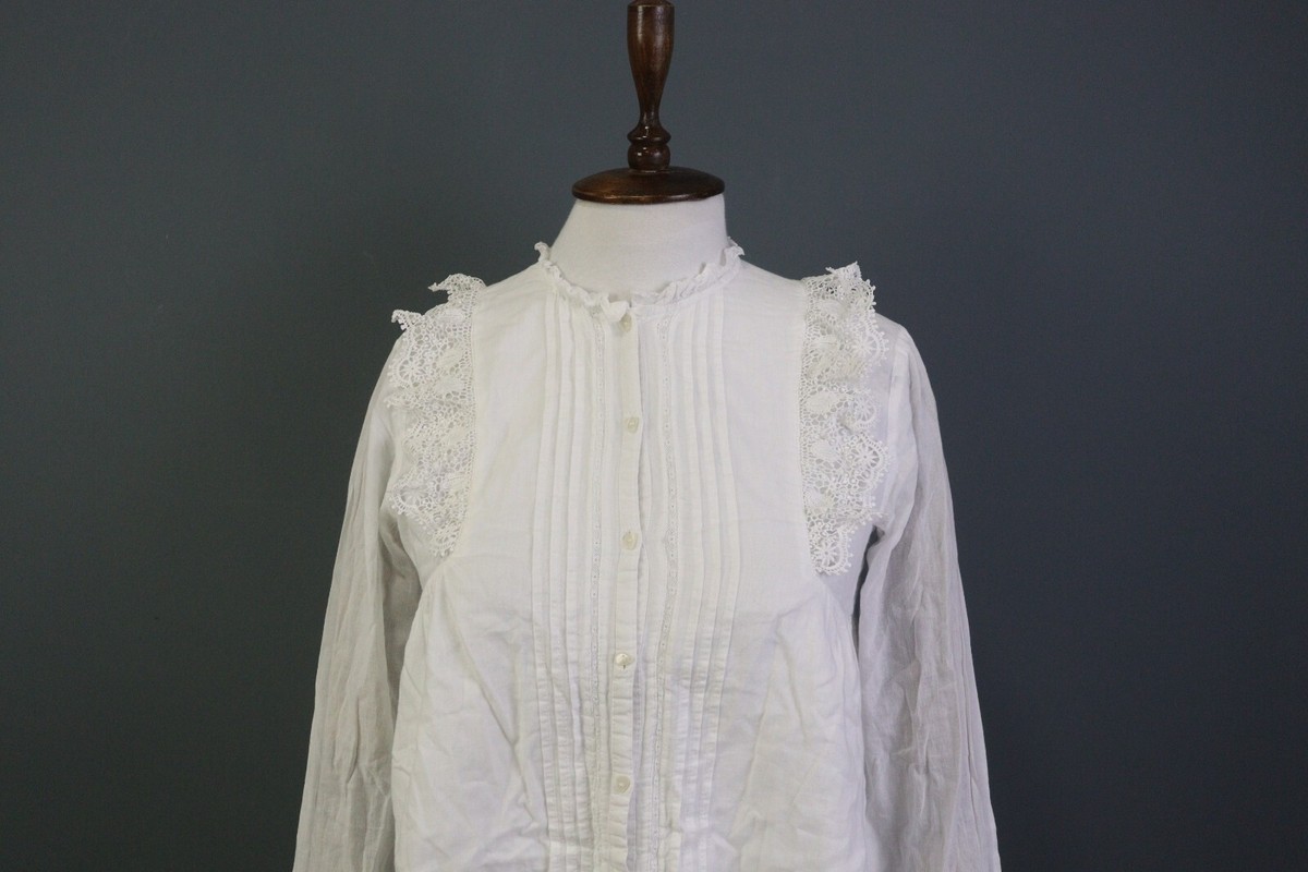 ZADIG & VOLTAIRE White Long Sleeve Button Down Lace Top Blouse 