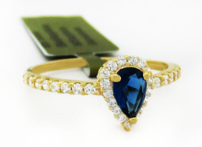 LAB CREATED BLAU & WEISSE SAPHIRE COCKTAIL RING .925 STERLINGSILBER - NEU MIT ETIKETT