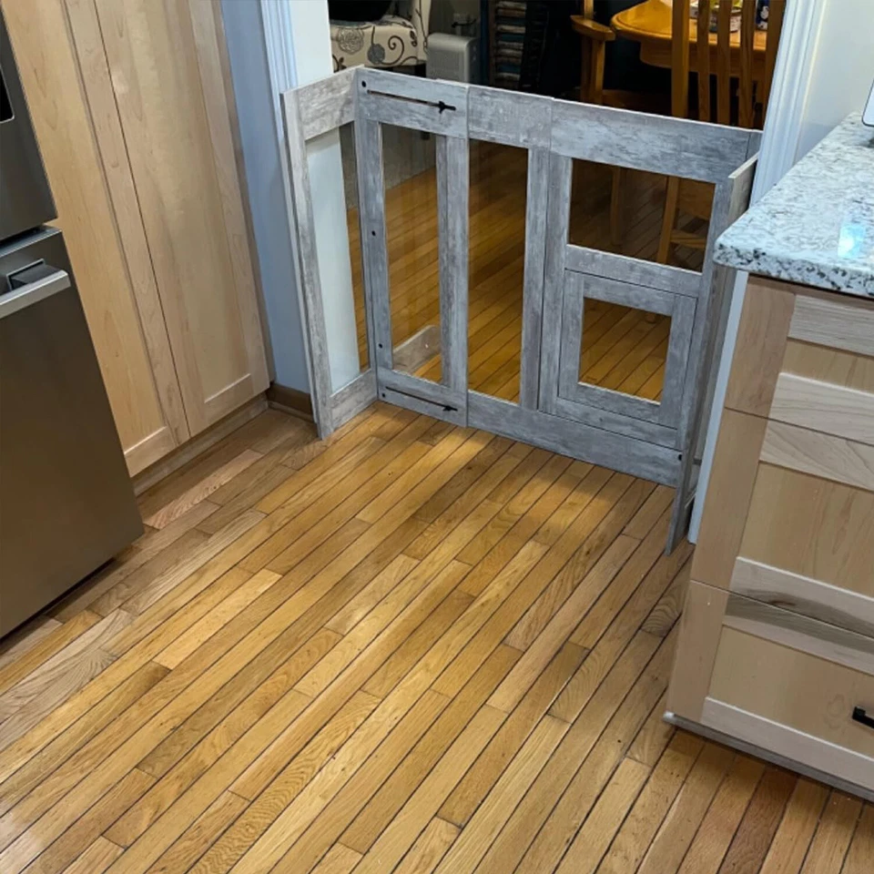 Verstellbar Absperrgitter Hund Treppenschutzgitter aus gehärtetem Glas und Holz - Bild 4 von 4