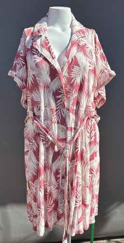 Torrid Dress Sz 1 (1X 14/16) Red Button Front Collared Short Sleeve Leaves NEW - Picture 17 of 17