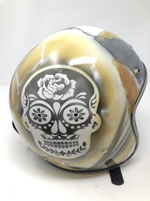 Casco Vintage Airoh In Fibra Tg.M Aerografia Teschi Messicani. Lacc. Opaca  | eBay