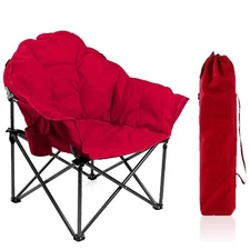 Oversize Camping Chair Folding Chair Cup Holder Saucer Moon Chair with Carry Bag