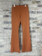 Printed Flare Leg Pants Womens Small Orange Pink Reto 60's 70's Hippie Boho