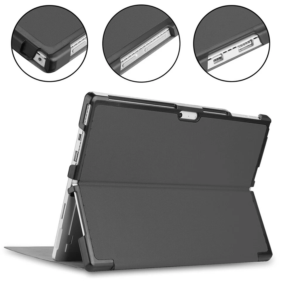 For Microsoft Surface Pro 4/5/6/7 Shockproof Folio PU Leather Stand Case Cover - Image 2 of 4