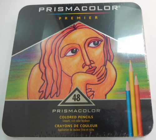 PRISMACOLOR ~ 48 PREMIER COLORED PENCILS ~ Soft Core set tin drawing