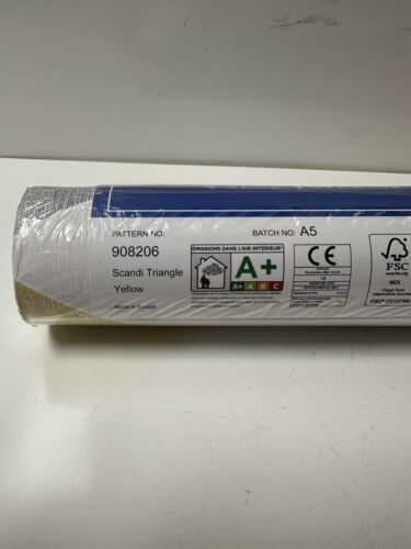 Arthouse Scandi Triangle Yellow Wallpaper 908206 NEW - Picture 4 of 5