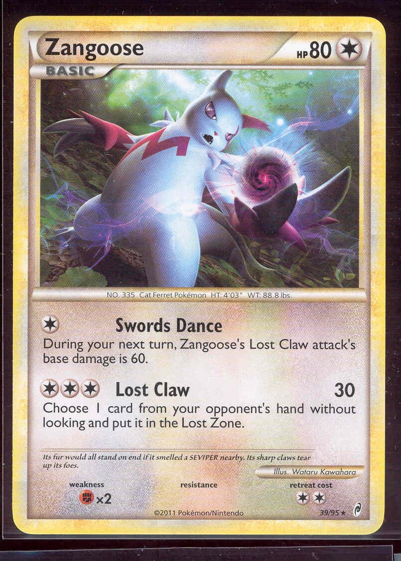 Pokemon ZANGOOSE 39/95 HGSS Call of Legends - RARE