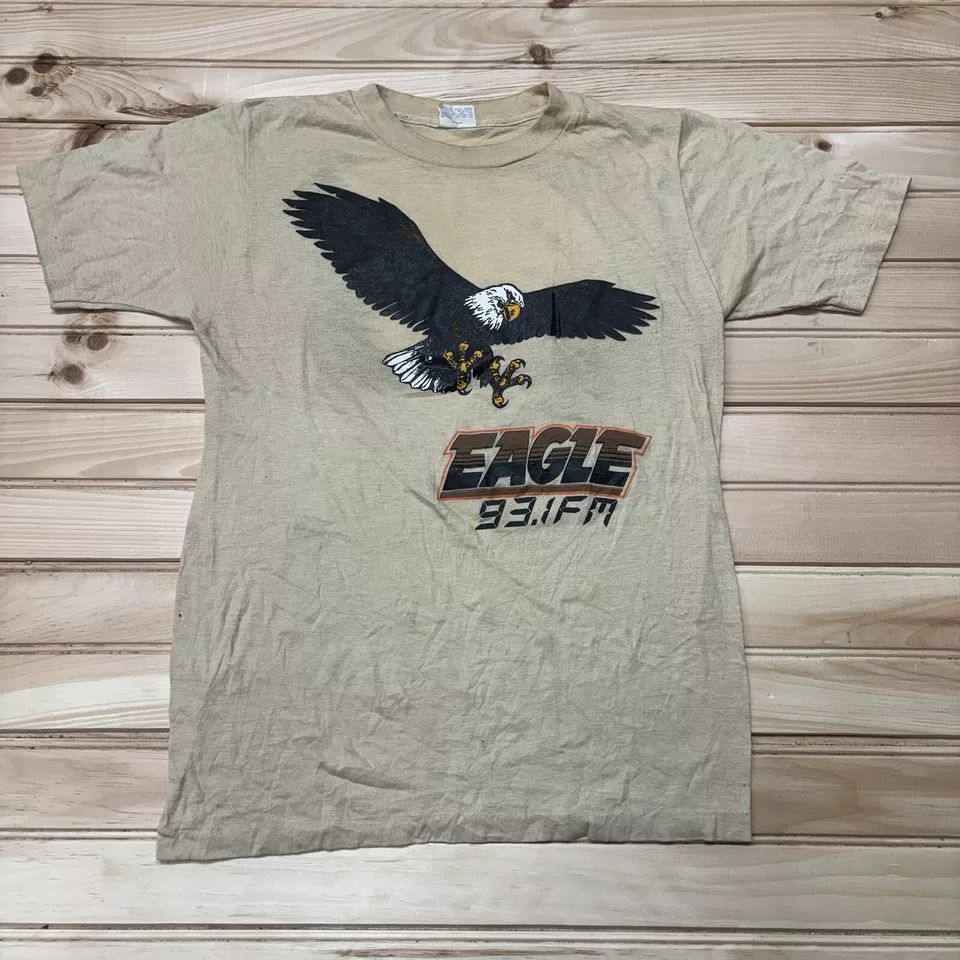 Camisa De Colección Años 80 Eagle 93.1FM Radio Station Promo “Plays Real Rock” Talla M Foto 2 de 4