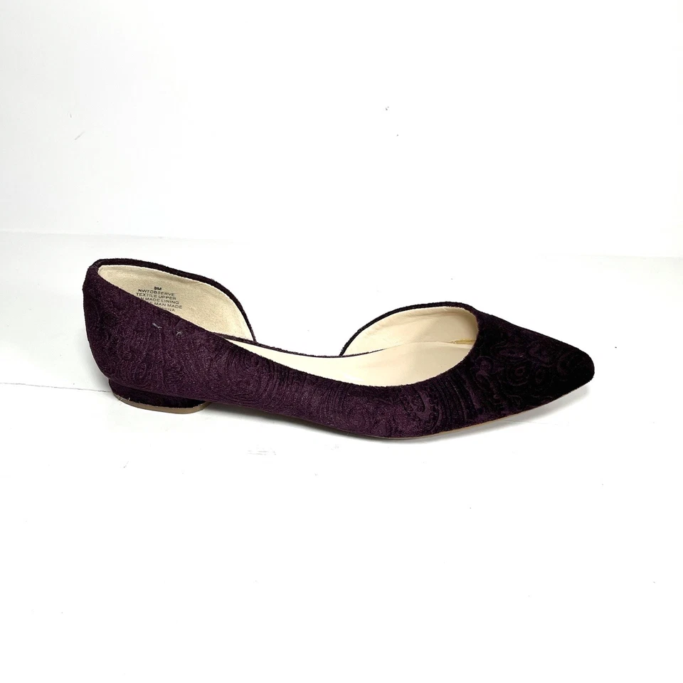 Nine West Women’s D’orsay Flats Pointed Toe Purple Velvet Size 8M - Image 3 of 4