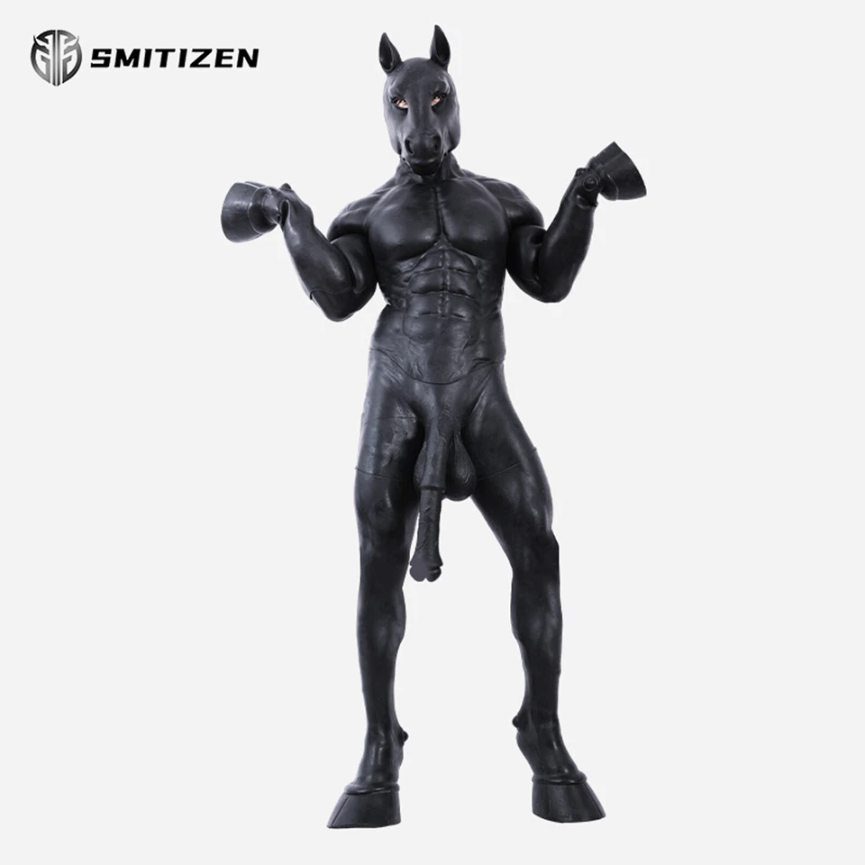 Botas Smitizen preto silicone perna longa casco sapatos fantasias animais para Halloween - Imagem 3 de 4