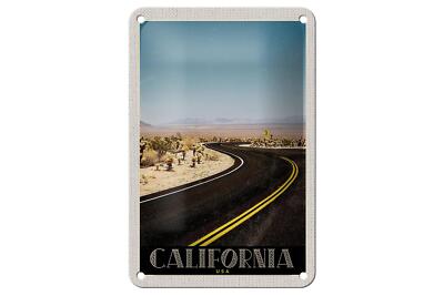 Blechschild Reise 12x18cm California Amerika Strand Straße Wüste Schild