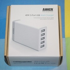 BRAND NEW Anker 40W/8A 5-Port USB Charger Multi-Port USB Charger PowerIQ white