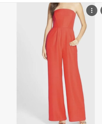 BB Dakota Christmas Red jumpsuit M $118 NWT Wide Leg
