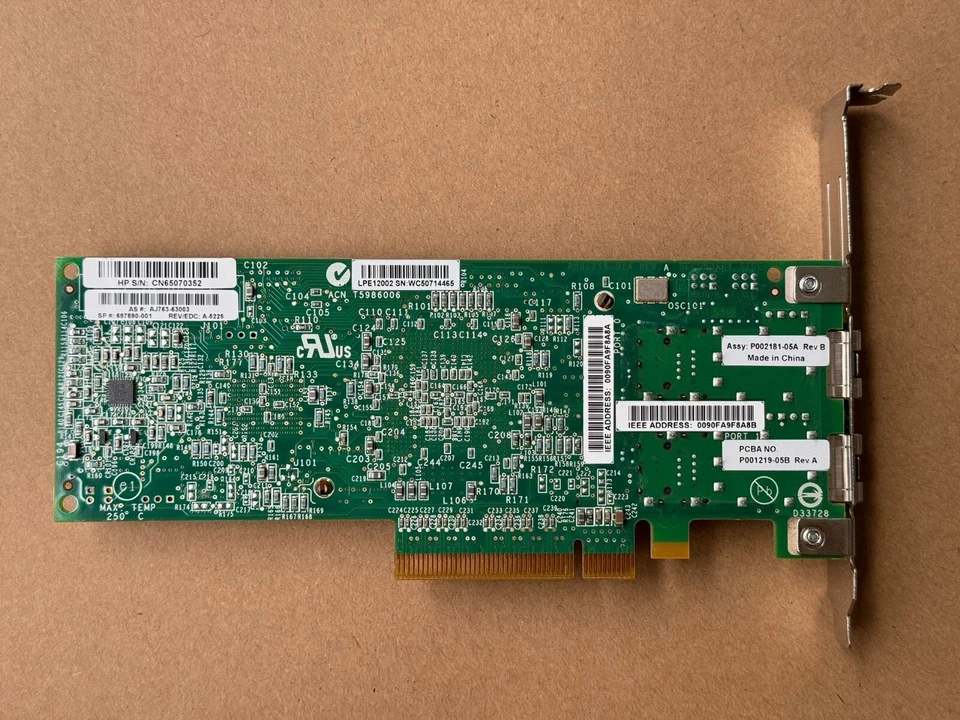 HP AJ763B 697890-001 AJ763-63003 82E 8GB PCI-E Dual Port Adapter LPE12002 - Image 3 of 3
