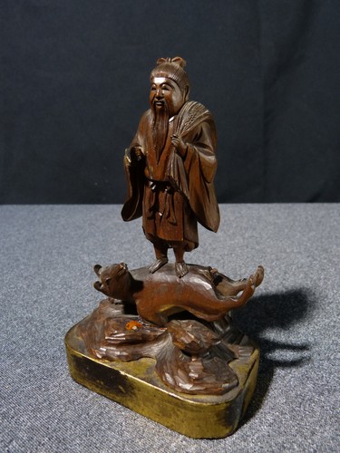 Sculpture Statue Japanese Antique Wood Carved Divinity Japan 19 20 Century 3 - Picture 4 of 14