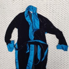 Vtg Victorias Secret Long Crushed Velvet Satin Full Length Robe Black - Small