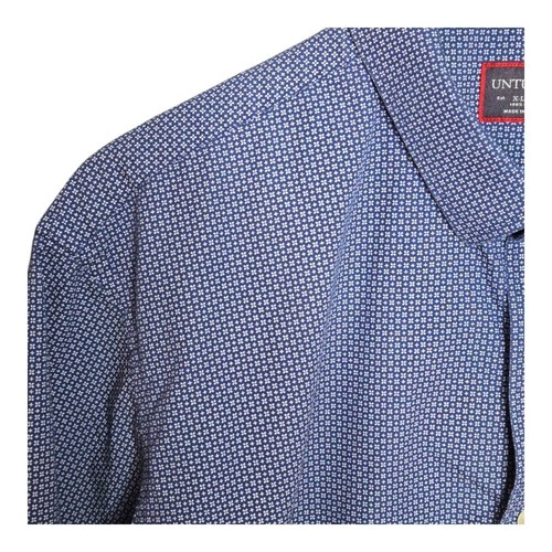 UNTUCKit Camicia manica lunga con bottoni fantasia 100% cotone blu uomo XL - Foto 5 di 8