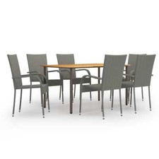 Salon De Jardin Ensemble Table à Manger Chaise Mobilier Extérieur Gris Terrasse