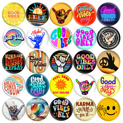 Shaka Good Vibes 1.5'' Pinback Buttons 25 Pins, Hang Loose Hawaiian Beach Surfing