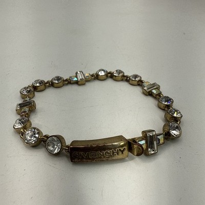 GIVENCHY Crystal Flex Bracelet-6.75'' sparkle rhinestone round gold tone