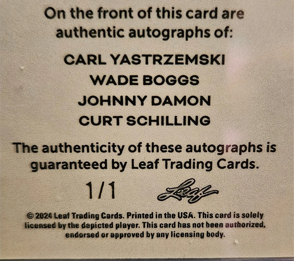 🔥 2024 Hoja Vivo Colorido Yasterzemski, Boggs, Damon, Chelín - Dorado 1/1 Foto 3 de 3