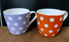 2 Kaffee Pötte, Orange und Hellblau mit Weißen Punkten, von KÖNITZ, gebraucht